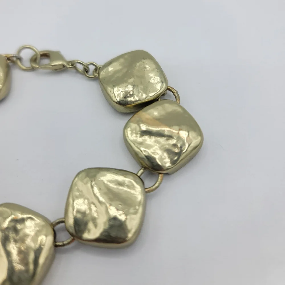 Liz Claiborne Gold Tone Square Link Brutalist Modernist Classic Bracelet Vtg 7" - Picture 5 of 10